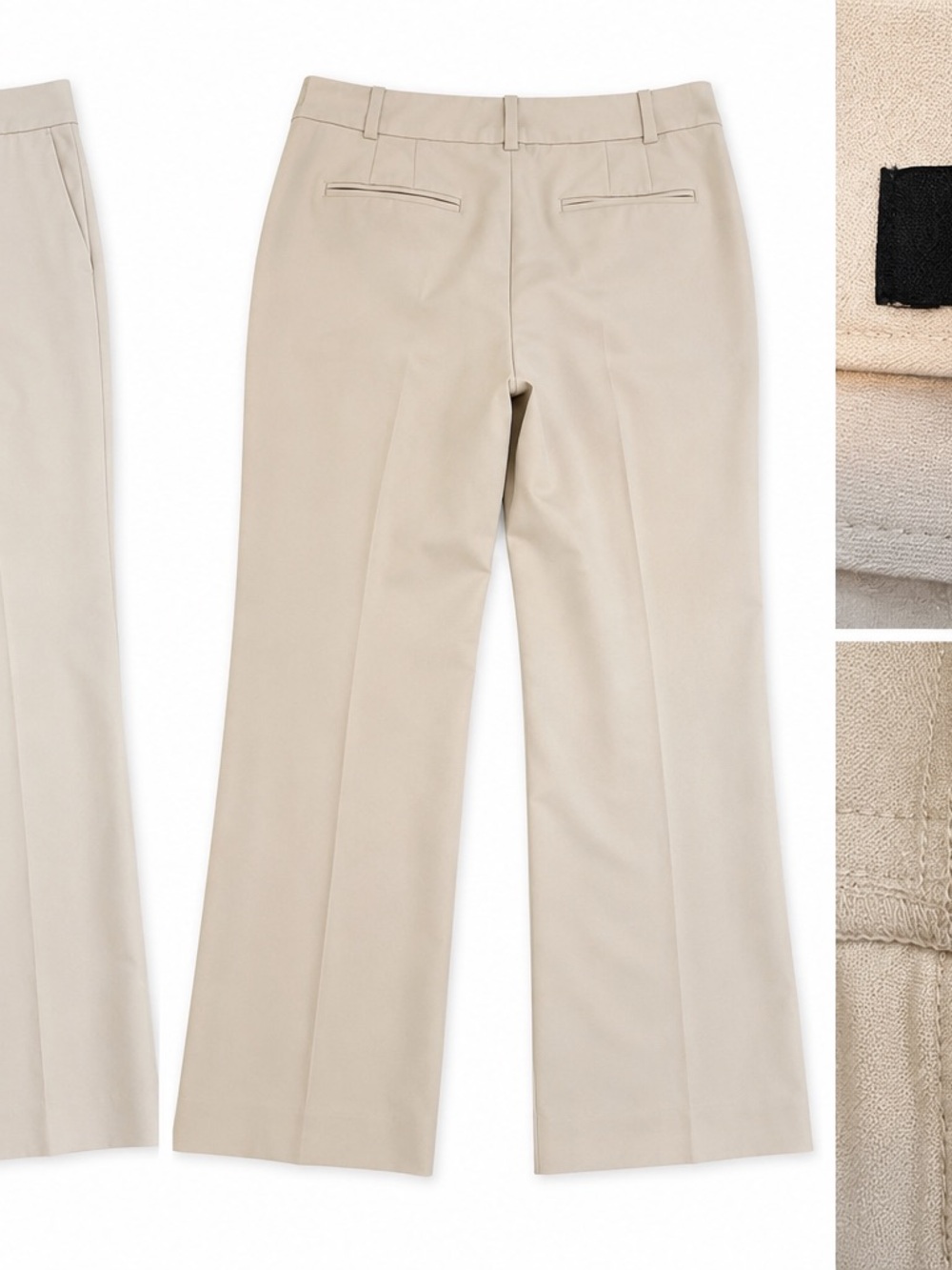 Ann Taylor Light Beige Wide-Leg Trousers